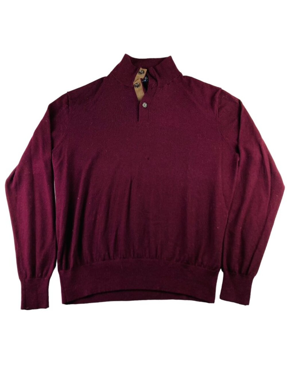 Polo Ralph Lauren Men's 100% Wool 1/4 Button Pullover Sweater Maroon • Large